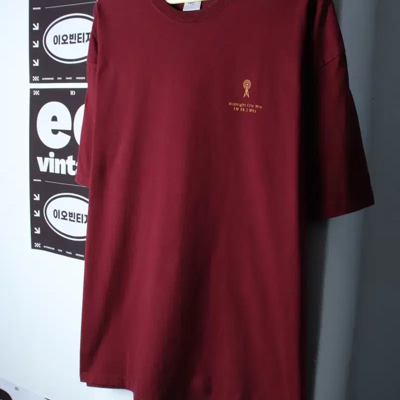 (XL-2XL) 굿네이션 반팔 티셔츠 빅사이즈 버건디 올드스쿨-H35323