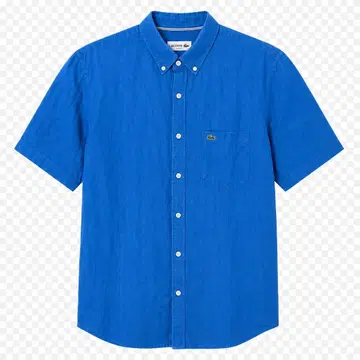 라코스테 린넨 100% 반팔 셔츠 2XL 블루 악어 자수
