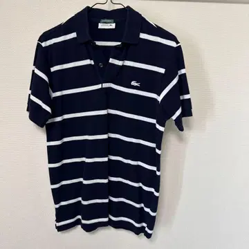 LACOSTE 피케 셔츠 보더 네이비 일본제 사이즈 3