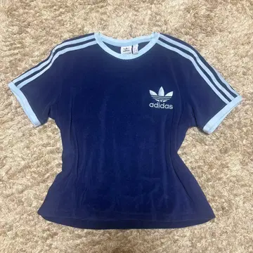 adidas Originals 파일 원단 반팔 T셔츠 네이비