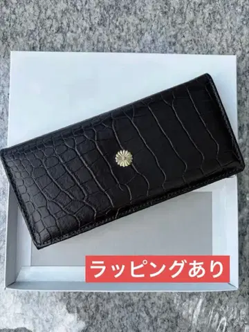 [ 미사용 새상품 ] 황궁 국화 문양 크로커다일풍 장지갑 브라운 랩핑 있음