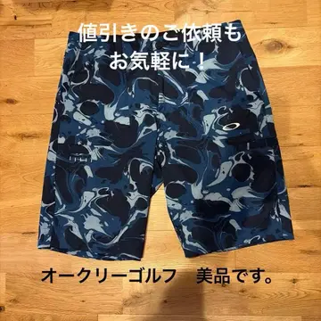 OAKLEY 남성용 골프 숏팬츠 블루 카모 패턴 JPN L