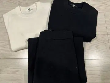 UNIQLO 워셔블 밀라노 리브 스웨터 반팔/플레어 스커트