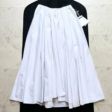 택 포함 JIL SANDER 코튼 플레어 스커트 화이트 32