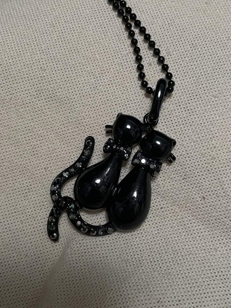 빈티지 페어리 모리 블랙 고양이 목걸이
