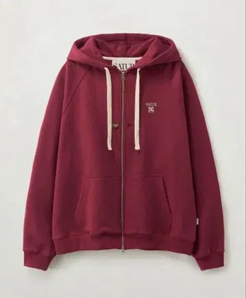 SATUR 집업 후드티 S 사이즈 Burgundy