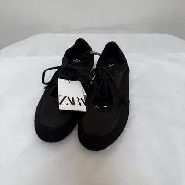 새상품 ZARA 레이스업 발레 슈즈 36 블랙