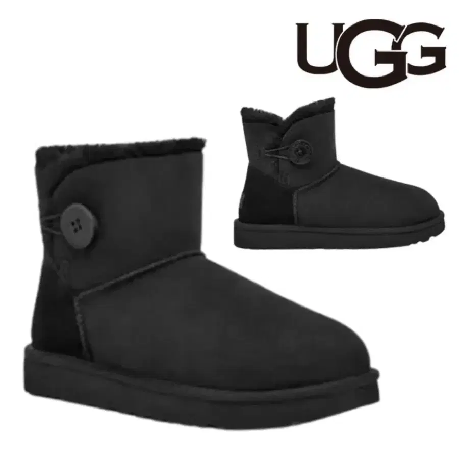 Ugg 어그 미니 베일리 버튼2 블랙 부츠