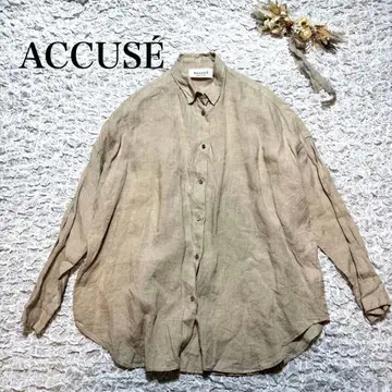 아큐제 린넨 셔츠 긴팔 베이지 계열 린넨 100% 일본제 오버 사이즈
