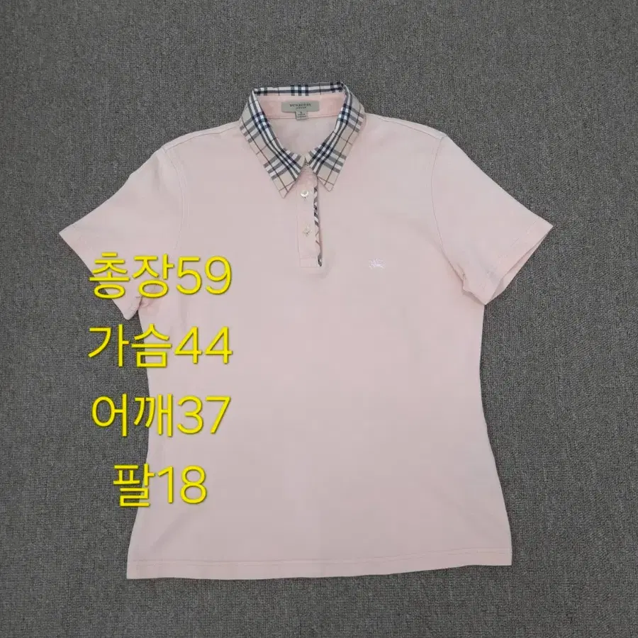 L 버버리 카라 여성 반팔 카라티 핑크