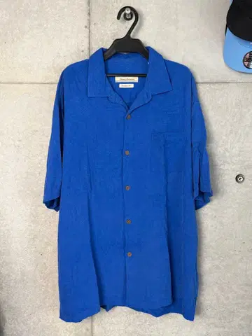 Tommy Bahama 토미 바하마 실크 100% 하와이안 셔츠 블루