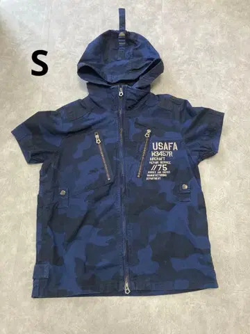 AVIREX USAFA 카모플라주 스트레치 반팔 지퍼 셔츠 S