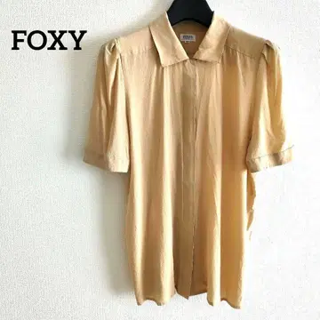 FOXY 베이지 실크 100% 반팔 셔츠 블라우스