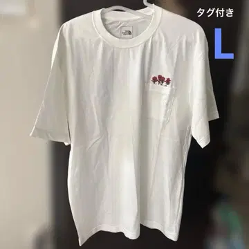 택 포함 THE NORTH FACE 포켓T셔츠 자수 꽃 화이트