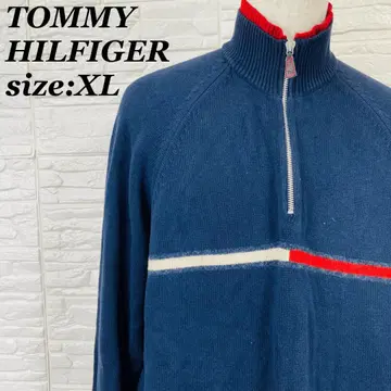 TOMMY HILFIGER 하프 지퍼 니트 XL 네이비 [ 11595 ]