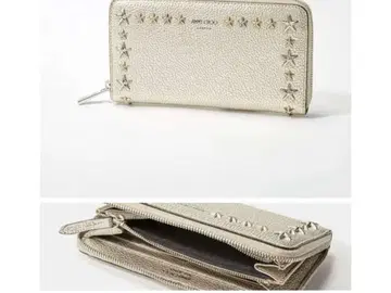 JIMMY CHOO 장지갑 스타 스터드 라이트 골드 새상품급