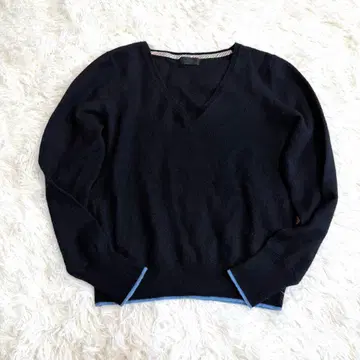 Paul Smith 캐시미어 혼방 V넥 니트 M 블랙 배색 라인 일본제