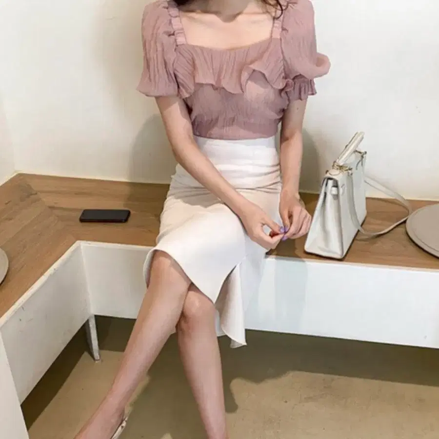 렌느 핑크 프릴 블라우스