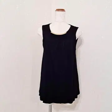미사용품 H&M 슬리브리스 상의 골드바 포함 블랙 ( S )