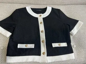 ZARA 바이컬러 니트 가디건 골드 버튼