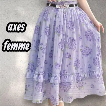 [컨디션 최상] axes femme 수국 스커트 올 패턴 플레어 시어 꽃무늬