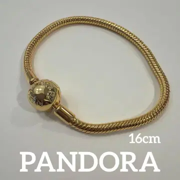 PANDORA 모멘츠 스네이크 체인 골드 팔찌 16cm