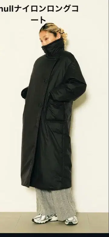 나일론 롱 코트 블랙