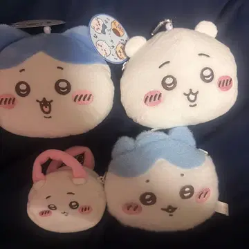 치이카와 (먼작귀) 봉제 인형 패스 케이스 파우치 3종 세트 + 체인 봉제 인형