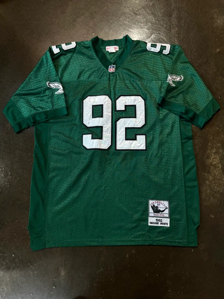 필라델피아 이글스 Reggie White #92 NFL 미첼앤네스 쓰로우백 져지