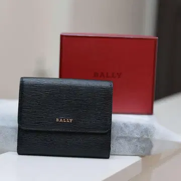 BALLY 발리 이단 접이식 지갑 가죽 블랙 박스 포함 새상품급