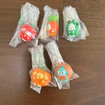 [새상품, 미사용] 산리오 야채 마스코트 키링 5종 세트
