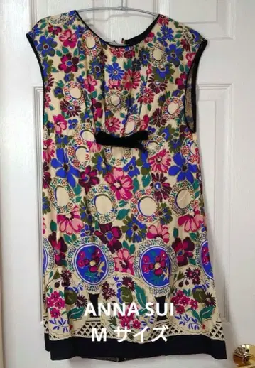 [ USA제 ] ANNA SUI 안나수이 올 패턴 실크 혼방 원피스 리본 M