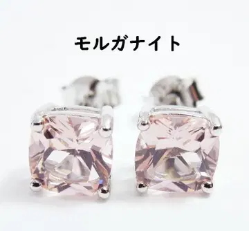 6 x 6mm 스퀘어 모르가나이트 귀걸이 양쪽용 S925 인공 보석 실버