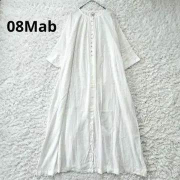 08Mab 쉘풍 다중 버튼 면 100% 밴드 카라 셔츠 원피스 화이트