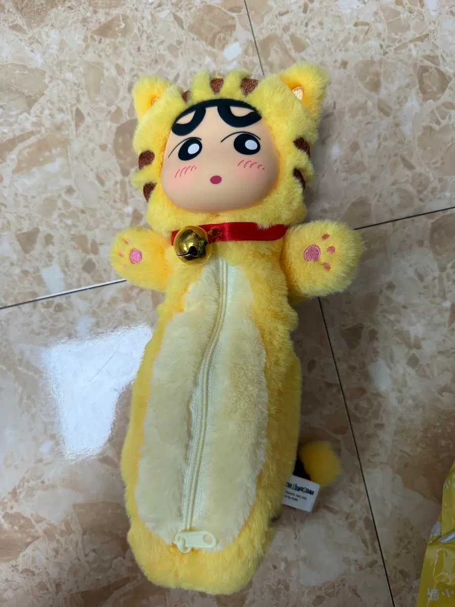 인형 짱구필통 호랑이 캐릭터 옐로우