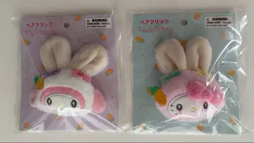 산리오 헤어 클립 헬로키티 마이멜로디 2세트