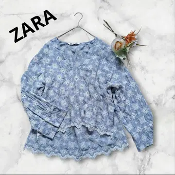 ZARA 자수 긴팔 풀오버 블루 M 사이즈