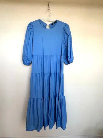 ZARA 블루 티어드 원피스 5부 기장 L 사이즈 롱 한 번 착용