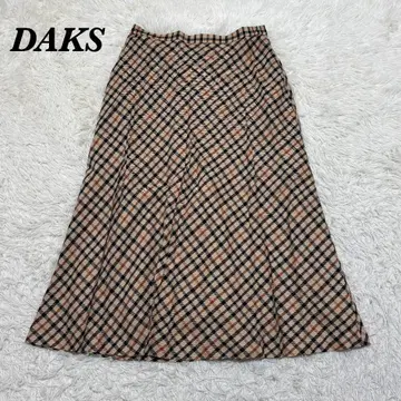[ 새상품급 ] DAKS 롱 기장 스커트 73-99 베이지 플리츠 허리밴딩