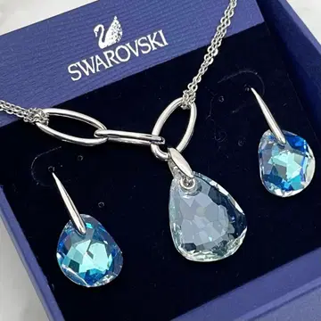 SWAROVSKI 스와로브스키 목걸이 & 귀걸이 세트 블루 크리스탈