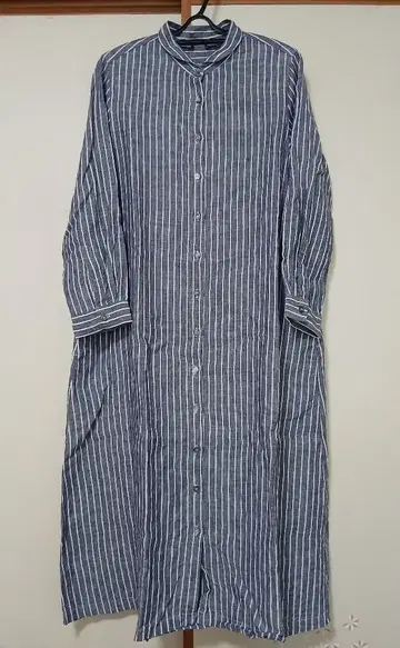 nest Robe 린넨 원피스 셔츠 원피스 스트라이프 패턴