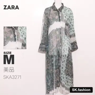 새상품급 ZARA 원피스 롱 기장 페이즐리 무늬 절개 디자인 슬릿