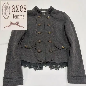 axesfemme 나폴레옹 자켓 골드 버튼 레이스 안감 올 패턴