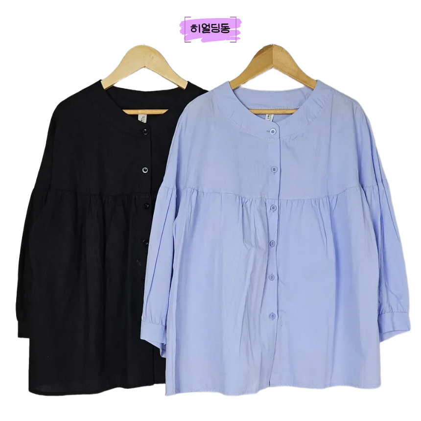 딩동 :) 여름세일/2XL/블랙 라운드넥 면혼방 블라우스_52