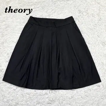 [새상품급] theory 무릎 기장 박스 플리츠 스커트 0 블랙