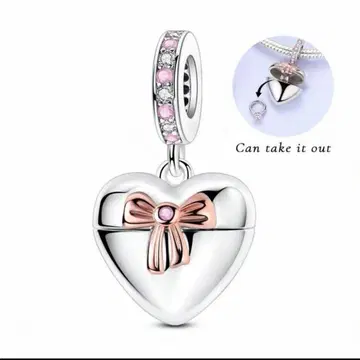 Pandora풍 참 호환 하트 리본 반지
