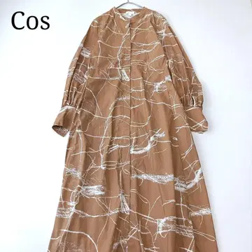 [ Cos코스 ] 롱 원피스 긴팔 올 패턴 플레어 맥시 길이 워셔블 루즈핏