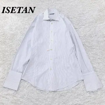 ISETAN MEN'S 긴팔 드레스 셔츠 블루 스트라이프