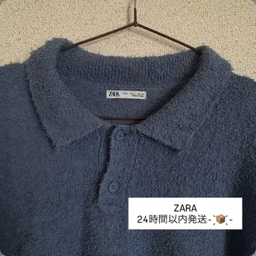 ZARA 피케 셔츠 썸머 니트 [ M ] 라이트 블루 버튼 없음