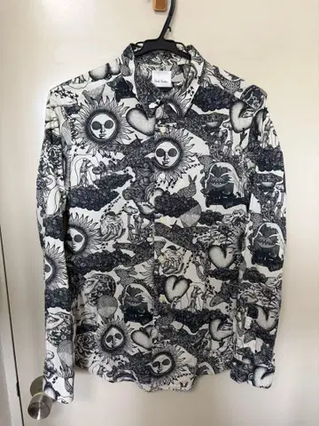 Paul Smith 올 패턴 셔츠 태양 하트 흑백 코튼 100%